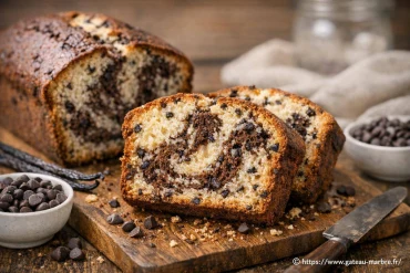 Gâteau marbré stracciatella : recette vanille et pépites de chocolat