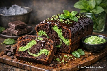 Gâteau marbré chocolat noir-menthe : une alliance fraîche et intense