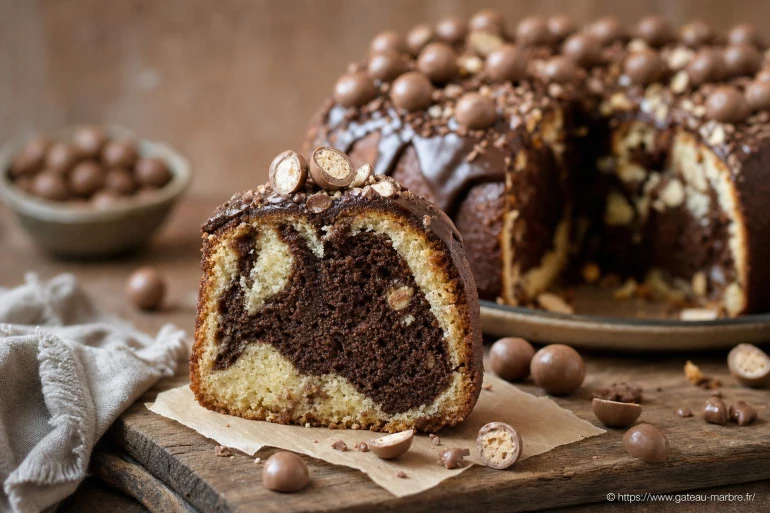 Gâteau marbré Maltesers : allier chocolat fondant et croustillant malté