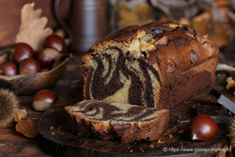 Gâteau marbré châtaigne-chocolat : une recette automnale riche et gourmande