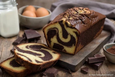 Recette du gâteau marbré au chocolat noir facile à réaliser chez soi