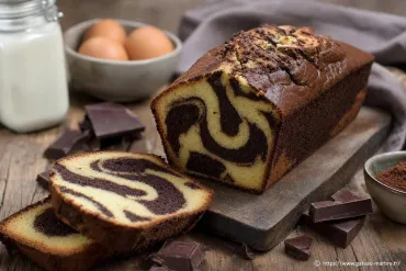Recette du gâteau marbré au chocolat noir facile à réaliser chez soi